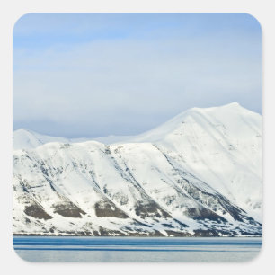 Pegatina Cuadrada Picos de la nieve Woodfjord Svalbard 2