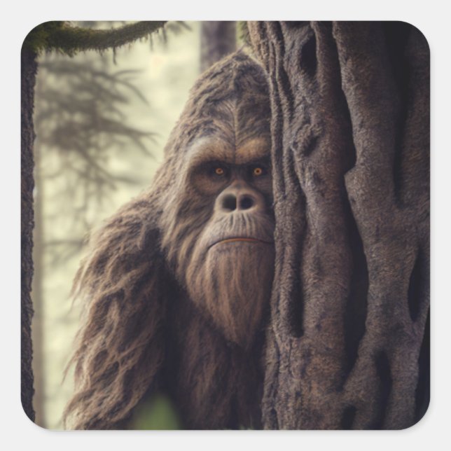 Pegatina Cuadrada Pie grande/Sasquatch (Anverso)