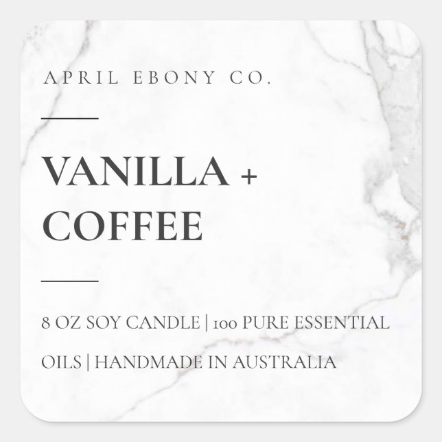 PEGATINA CUADRADA PIEDRA DE MÁRMOL BLANCA SENCILLA Y ELEGANTE (Anverso)