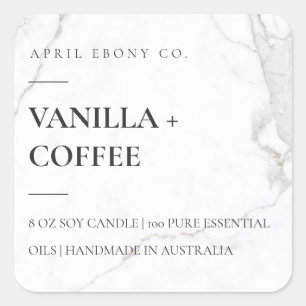 PEGATINA CUADRADA PIEDRA DE MÁRMOL BLANCA SENCILLA Y ELEGANTE