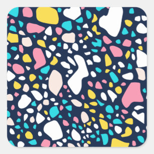 Pegatina Cuadrada Piedra geométrica abstracta moderna Terrazo