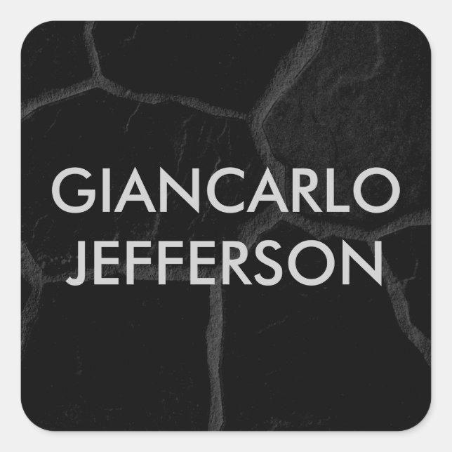 Pegatina Cuadrada Piedra Negra Elegante Estilo Minimalista Profesion (Anverso)