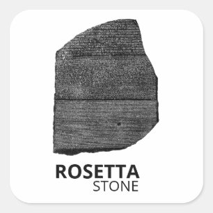 Pegatina Cuadrada Piedra Rosetta: Lenguaje jeroglífico del antiguo E
