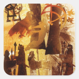 Pegatina Cuadrada Piedra testigo y símbolos