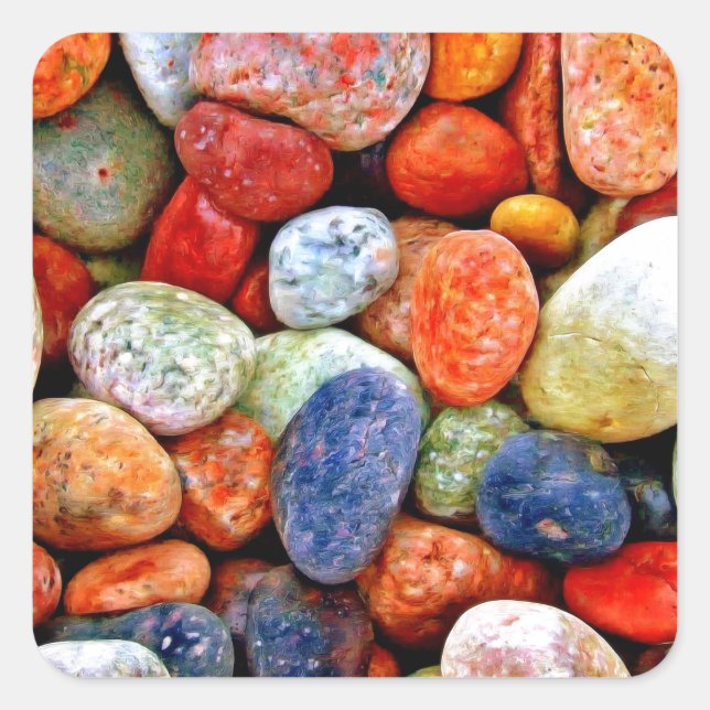 Pegatina Cuadrada Piedra y guijarros (Anverso)