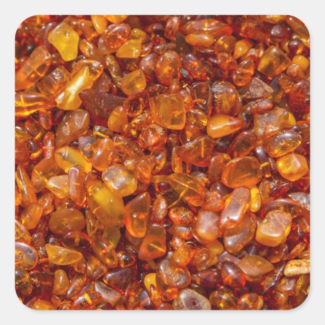 Pegatina Cuadrada Piedras ámbar (Anverso)