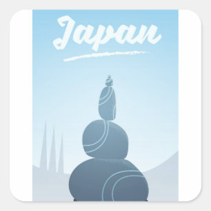 Pegatina Cuadrada Piedras paradas de Japón apiladas en el paisaje.