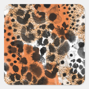 Pegatina Cuadrada Piel animal: patrón de leopardo creativo.