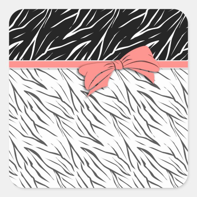 Pegatina Cuadrada Piel de cebra tigre blanco negro rayas de cuero ro (Anverso)