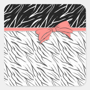 Pegatina Cuadrada Piel de cebra tigre blanco negro rayas de cuero ro