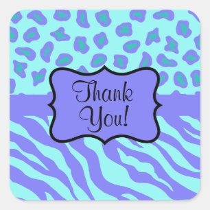 Pegatina Cuadrada Piel de leopardo de cebra de lavanda turquesa Grac