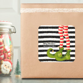 Pegatina Cuadrada Piernas elfo en franjas blancas y negras