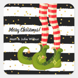 Pegatina Cuadrada Piernas elfo pequeñas