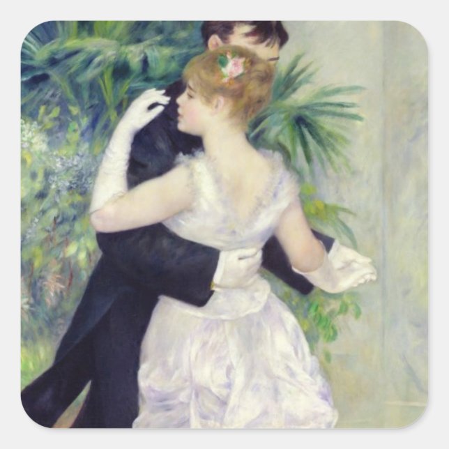 Pegatina Cuadrada Pierre A Renoir | Baile en la ciudad (Anverso)