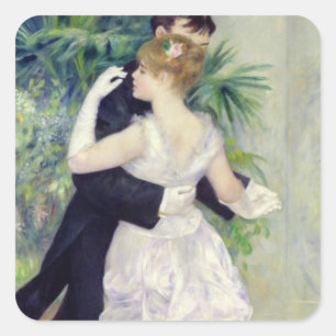 Pegatina Cuadrada Pierre A Renoir   Baile en la ciudad