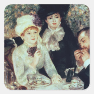 Pegatina Cuadrada Pierre A Renoir   Fin del Luncheon