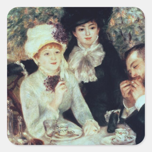 Pegatina Cuadrada Pierre A Renoir | Fin del Luncheon (Anverso)