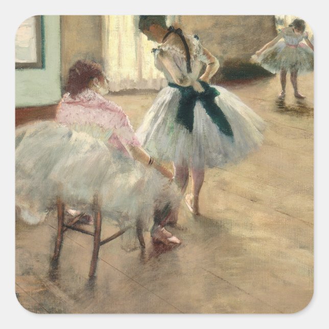 Pegatina Cuadrada Pierre A Renoir | La lección de baile (Anverso)