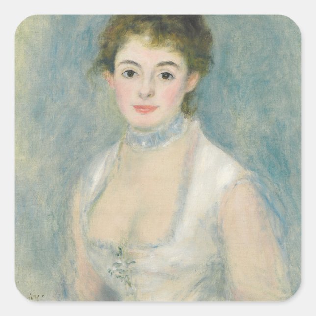 Pegatina Cuadrada Pierre A Renoir | Madame Henriot (Anverso)