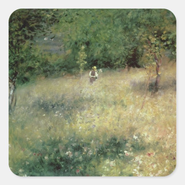 Pegatina Cuadrada Pierre A Renoir | Primavera de Chatou (Anverso)