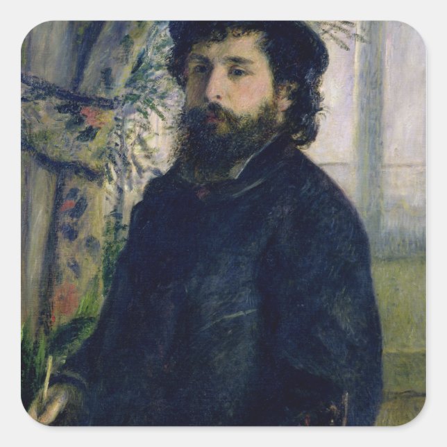 Pegatina Cuadrada Pierre A Renoir | Retrato de Claude Monet (Anverso)