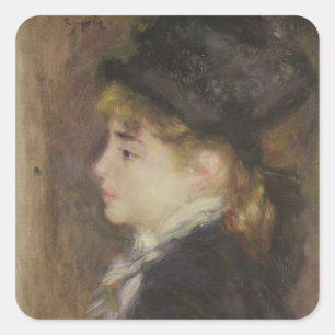 Pegatina Cuadrada Pierre A Renoir Retrato de Margot