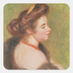 Pegatina Cuadrada Pierre A Renoir   Retrato de Maurice Denis