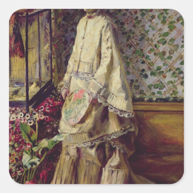 Pegatina Cuadrada Pierre A Renoir | Retrato de Rapha (Anverso)