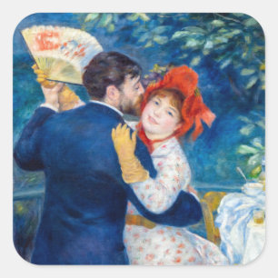 Pegatina Cuadrada Pierre-Auguste Renoir - Baile Campestre