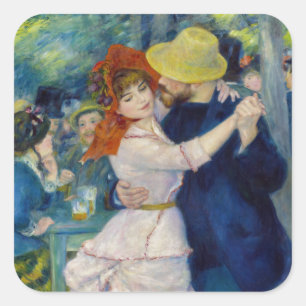 Pegatina Cuadrada Pierre-Auguste Renoir - Baile en Bougival