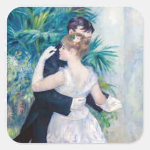 Pegatina Cuadrada Pierre-Auguste Renoir - Baile en la ciudad