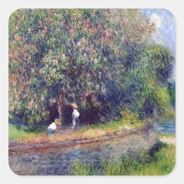 Pegatina Cuadrada Pierre-Auguste Renoir Castaño (Anverso)