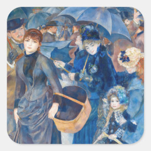 Pegatina Cuadrada Pierre-Auguste Renoir - Las sombrillas