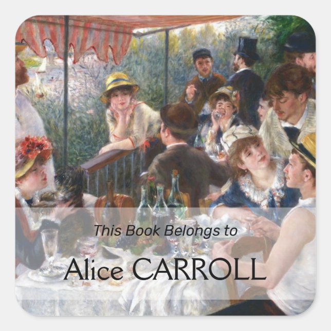 Pegatina Cuadrada Pierre-Auguste Renoir - Luncheon del Fiesta de Boa (Anverso)