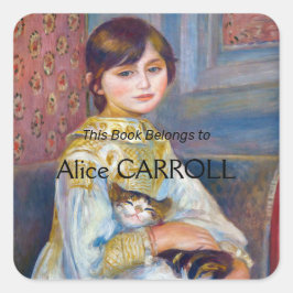 Pegatina Cuadrada Pierre-Auguste Renoir - Niño con gato