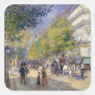 Pegatina Cuadrada Pierre-Auguste Renoir - París, Grands Boulevards