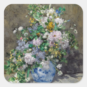 Pegatina Cuadrada Pierre-Auguste Renoir - Ramo de Primavera
