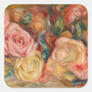Pegatina Cuadrada Pierre-Auguste Renoir - Rosas