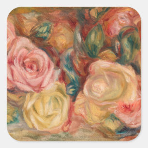 Pegatina Cuadrada Pierre-Auguste Renoir - Rosas