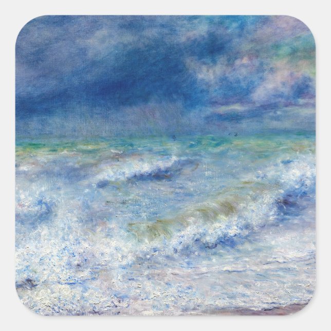 Pegatina Cuadrada Pierre-Auguste Renoir - Seascape (Anverso)