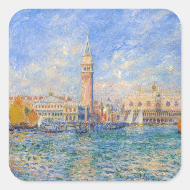 Pegatina Cuadrada Pierre-Auguste Renoir - Venecia, el Palacio del Do (Anverso)