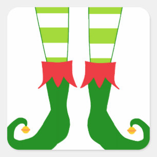 Pegatina Cuadrada Pies lindos del duende del navidad
