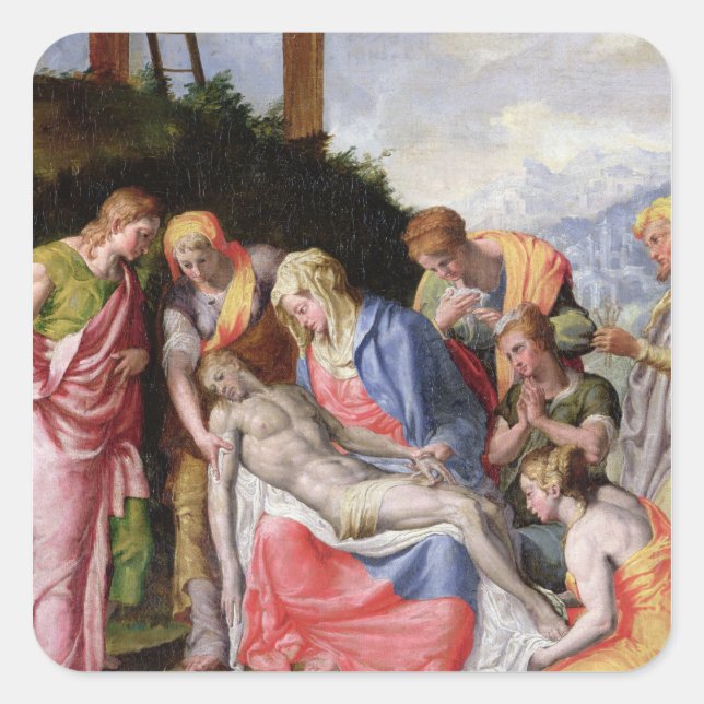 Pegatina Cuadrada Pieta (Anverso)
