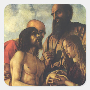 Pegatina Cuadrada Pieta de Giovanni Bellini, Arte Fino Renacentista