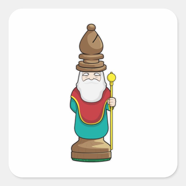 Pegatina Cuadrada Pieza de ajedrez Bishop Chess (Anverso)