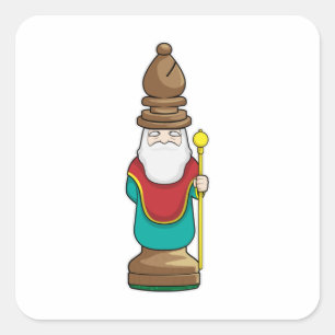 Pegatina Cuadrada Pieza de ajedrez Bishop Chess