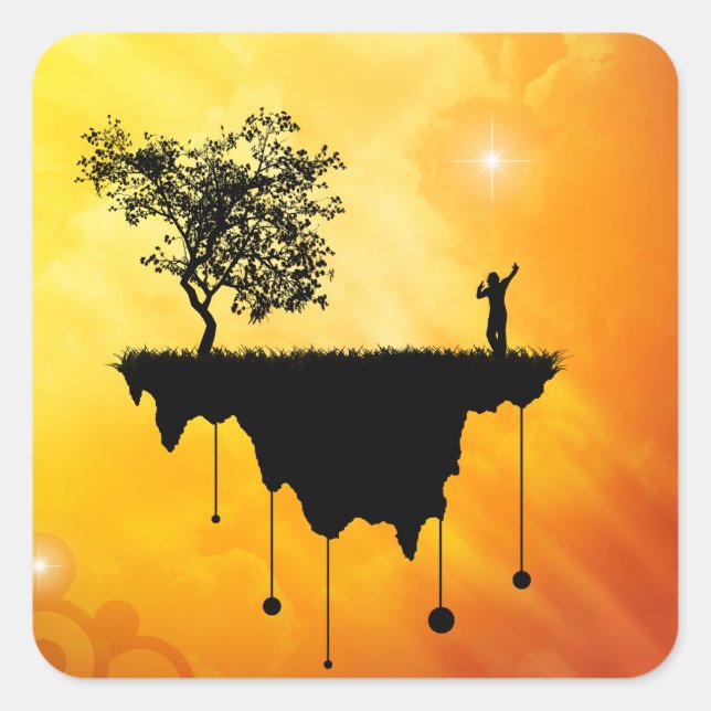 Pegatina Cuadrada Pieza de tierra (Anverso)