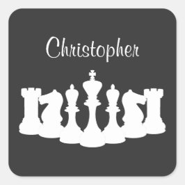 Pegatina Cuadrada Piezas de ajedrez clásicas personalizadas King