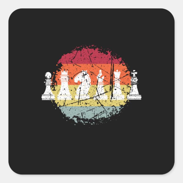 Pegatina Cuadrada Piezas de ajedrez para juegos de ajedrez (Anverso)