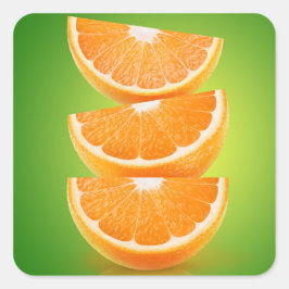 Pegatina Cuadrada Piezas de naranja sobre verde